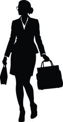 businesswomen with bag silhouette illustration