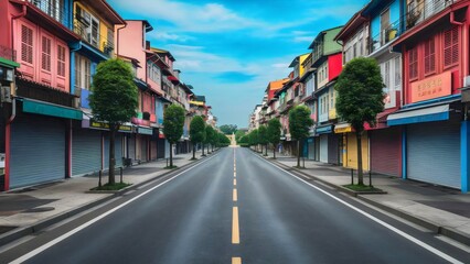 Fototapeta premium Silent Streets: The Tranquility of Lunar New Year 