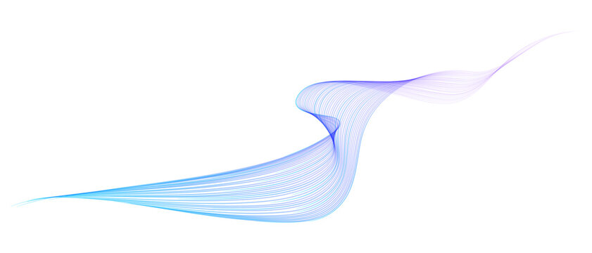 Vector wave lines smooth flowing dynamic blue purple pink gradient isolated on transparent background for concept of technology, digital, communication, science, music