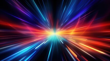 Obraz premium Abstract colorful lines background, resembling light streaks or speed.
