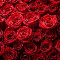 Natural red roses background. Color of the holiday. Gift to a woman. Deep red color.