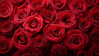 Natural red roses background. Color of the holiday. Gift to a woman. Deep red color.