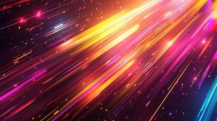 Obraz premium Abstract colorful lines streaks glowing on black background.