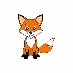Obraz premium Fox isolated on white, fox vector illustration, pet vector art, fox silhouette, animal vector icon, cute smiling fox line art, eps