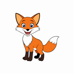 Obraz premium Fox isolated on white, fox vector illustration, pet vector art, fox silhouette, animal vector icon, cute smiling fox line art, eps