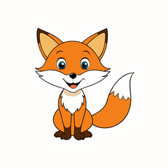 Obraz premium Fox isolated on white, fox vector illustration, pet vector art, fox silhouette, animal vector icon, cute smiling fox line art, eps
