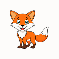 Fox isolated on white, fox vector illustration, pet vector art, fox silhouette, animal vector icon, cute smiling fox line art, eps
