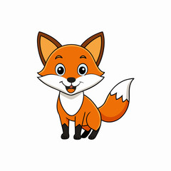 Obraz premium Fox isolated on white, fox vector illustration, pet vector art, fox silhouette, animal vector icon, cute smiling fox line art, eps