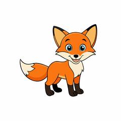 Fox isolated on white, fox vector illustration, pet vector art, fox silhouette, animal vector icon, cute smiling fox line art, eps