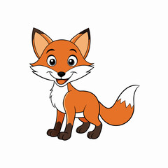 Obraz premium Fox isolated on white, fox vector illustration, pet vector art, fox silhouette, animal vector icon, cute smiling fox line art, eps