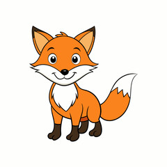 Obraz premium Fox isolated on white, fox vector illustration, pet vector art, fox silhouette, animal vector icon, cute smiling fox line art, eps