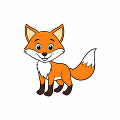 Fox isolated on white, fox vector illustration, pet vector art, fox silhouette, animal vector icon, cute smiling fox line art, eps