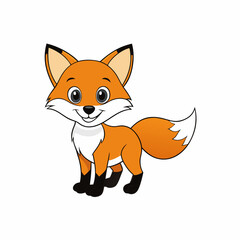 Fox isolated on white, fox vector illustration, pet vector art, fox silhouette, animal vector icon, cute smiling fox line art, eps