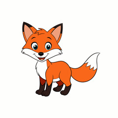 Fox isolated on white, fox vector illustration, pet vector art, fox silhouette, animal vector icon, cute smiling fox line art, eps