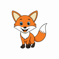 Obraz premium Fox isolated on white, fox vector illustration, pet vector art, fox silhouette, animal vector icon, cute smiling fox line art, eps