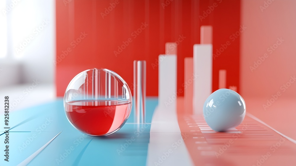 Poster competitive analysis and comparative business charts in 3d