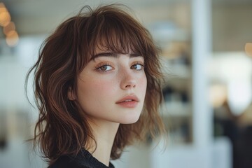 Close-up portrait of woman with natural beauty
