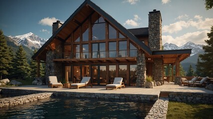 Fototapeta premium mountain lodge with a contemporary design