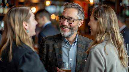 Obraz premium Professionals in business mingling and giggling