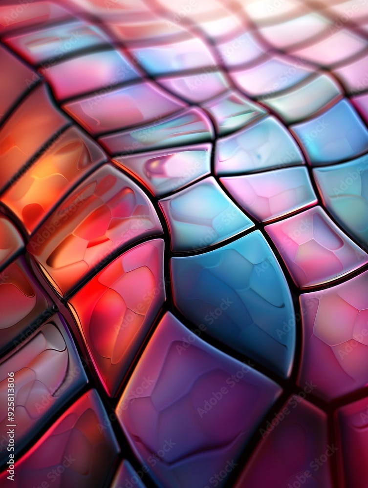 Poster an abstract background with mosaic-like patterns and vibrant colors, providing a visually stimulatin
