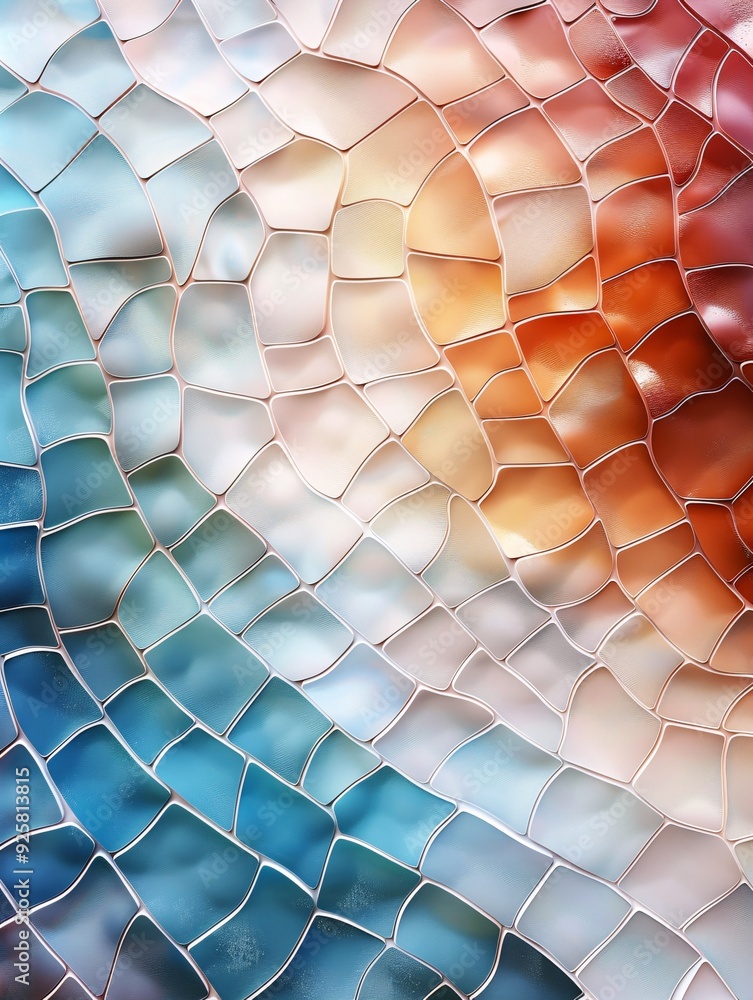 Poster an abstract background with mosaic-like patterns and vibrant colors, providing a visually stimulatin