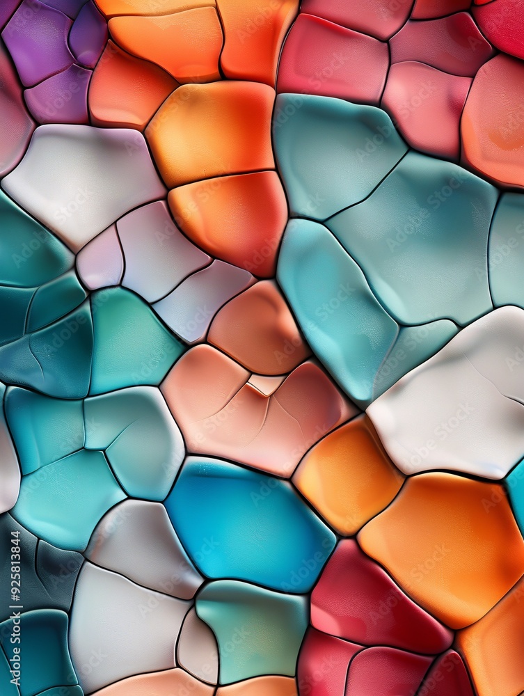 Poster an abstract background with mosaic-like patterns and vibrant colors, providing a visually stimulatin