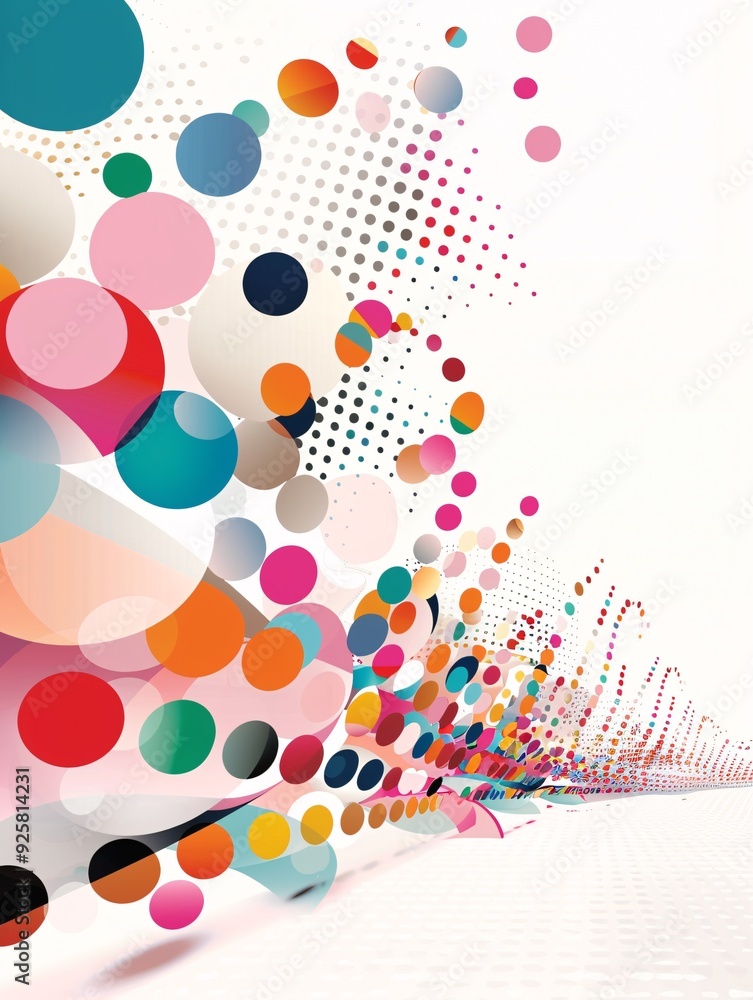 Poster an abstract background featuring playful polka dots and vibrant hues, creating a cheerful and engagi