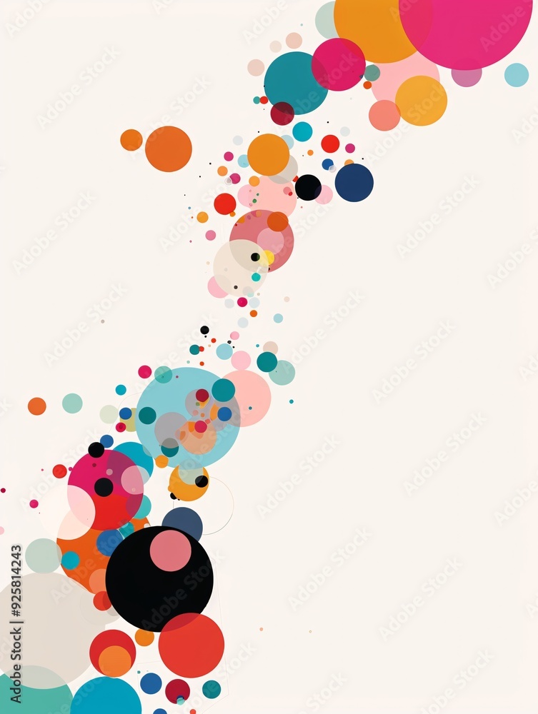 Poster an abstract background featuring playful polka dots and vibrant hues, creating a cheerful and engagi