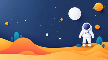 A space traveler discovering a far-off exoplanet with colorful alien scenery