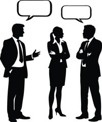 businessmen and businesswoman talking  with dialog box illustration