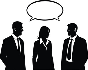 businessmen and businesswoman talking  with dialog box illustration