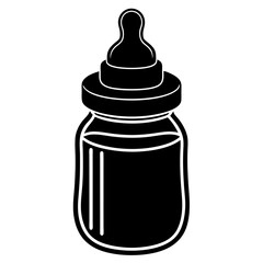 baby bottle and pacifier isolated on white, baby bottle vector illustration, milk bottle vector art, bottle silhouette, baby bottle vector icon, pacifier line art,eps
