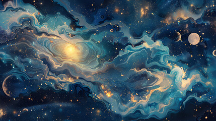 Fototapeta premium Universe with Stars, Constellations. AI generative.