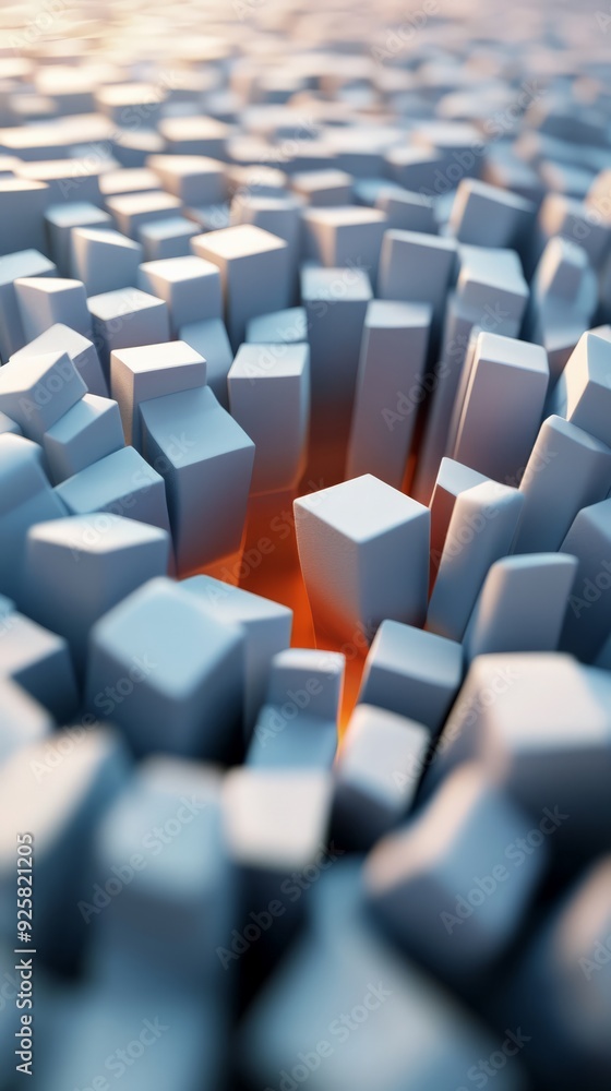 Poster abstract illustration of geometric shapes with depth and lighting, creating a modern and futuristic 