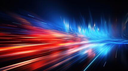 Abstract digital art with glowing lines in red and blue.