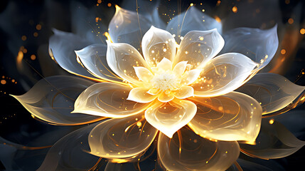 3d mural wallpaper Golden and white flowers in modern light background