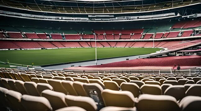 Aussie Rules Football Stadium. Daytime Atmosphere and Action