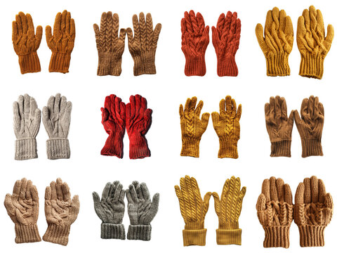A Collection of Twelve Pairs of Knitted Gloves in Various Colors