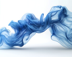 Obraz premium Abstract blue smoke on white background with copy space. Whimsical cloud of ink underwater.
