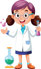 Young scientist girl holding test tube making experiment