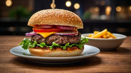 photo of a beef burger