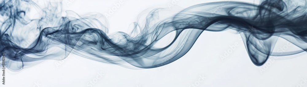 Poster abstract black smoke waves on a white background, creating artistic, flowing and mesmerizing shapes 