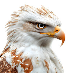 Naklejka premium Detailed Portrait of a Majestic Bald Eagle Isolated on Plain White Background Transparent PNG