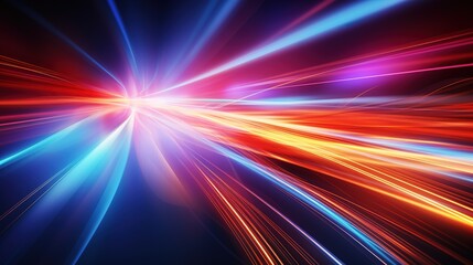Obraz premium Abstract glowing light streaks in red, orange, and blue.
