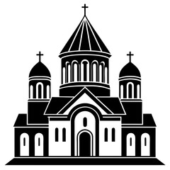 church of the holy cross isolated on white, tsminda sameba vector illustration, christan vector art, bottle silhouette, tsminda sameba vector icon, tsminda sameba line art,eps
