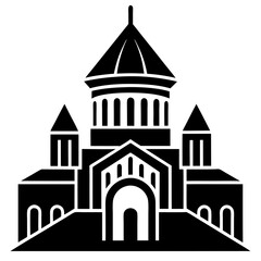 church of the holy cross isolated on white, tsminda sameba vector illustration, christan vector art, bottle silhouette, tsminda sameba vector icon, tsminda sameba line art,eps
