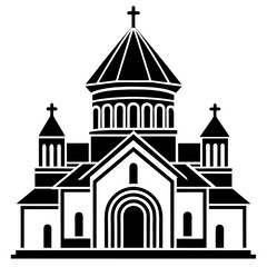 church of the holy cross isolated on white, tsminda sameba vector illustration, christan vector art, bottle silhouette, tsminda sameba vector icon, tsminda sameba line art,eps
