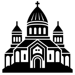 church of the holy cross isolated on white, tsminda sameba vector illustration, christan vector art, bottle silhouette, tsminda sameba vector icon, tsminda sameba line art,eps
