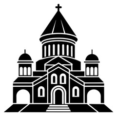 church of the holy cross isolated on white, tsminda sameba vector illustration, christan vector art, bottle silhouette, tsminda sameba vector icon, tsminda sameba line art,eps
