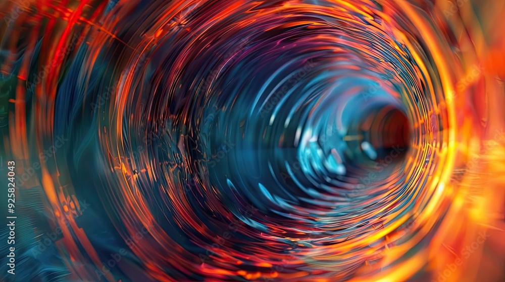 Poster a mesmerizing abstract image of swirling colors, evoking a sense of depth and motion in a vibrant tu